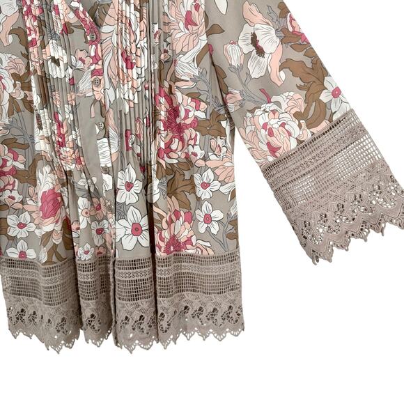 Coldwater Creek Sz PS Petite Small Pink Floral Lace Summer Blouse Shirt Top - Picture 5 of 8